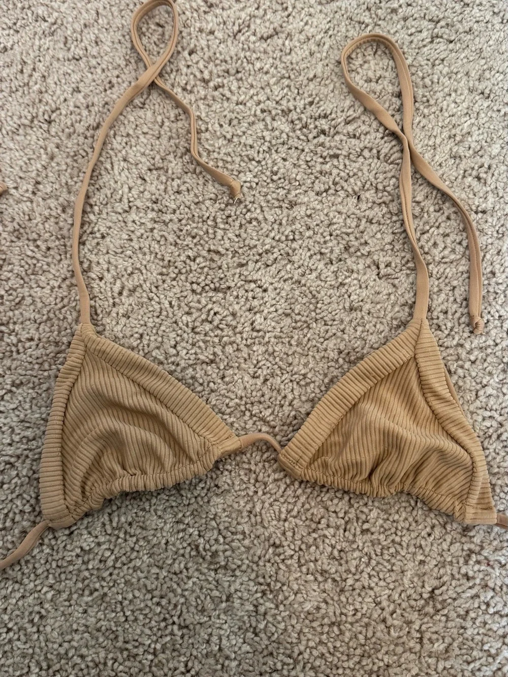 Frankie’s Bikinis Ribbed Triangle Bikini Top size S